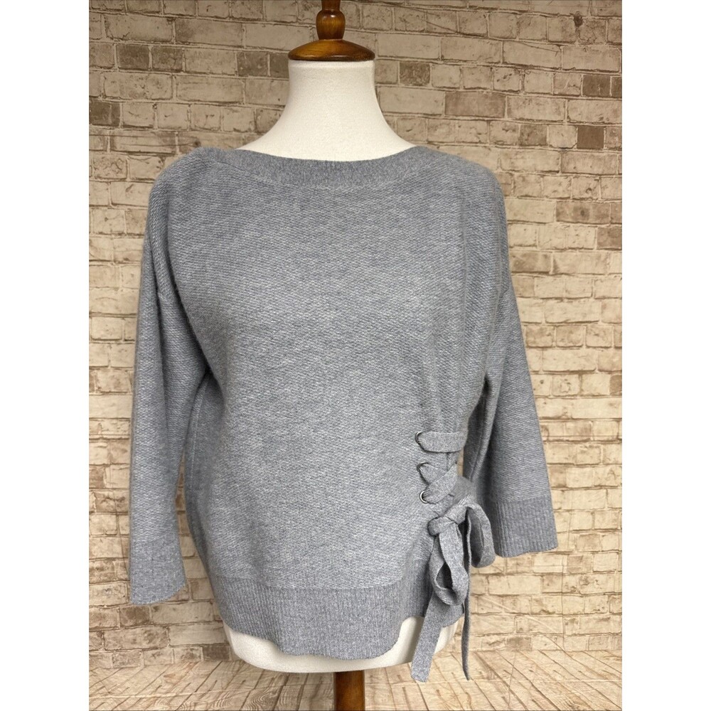 Club Monaco Grey Gray‎ Cashmere Sweater Size S Luxurious Luxury Tie Detail
